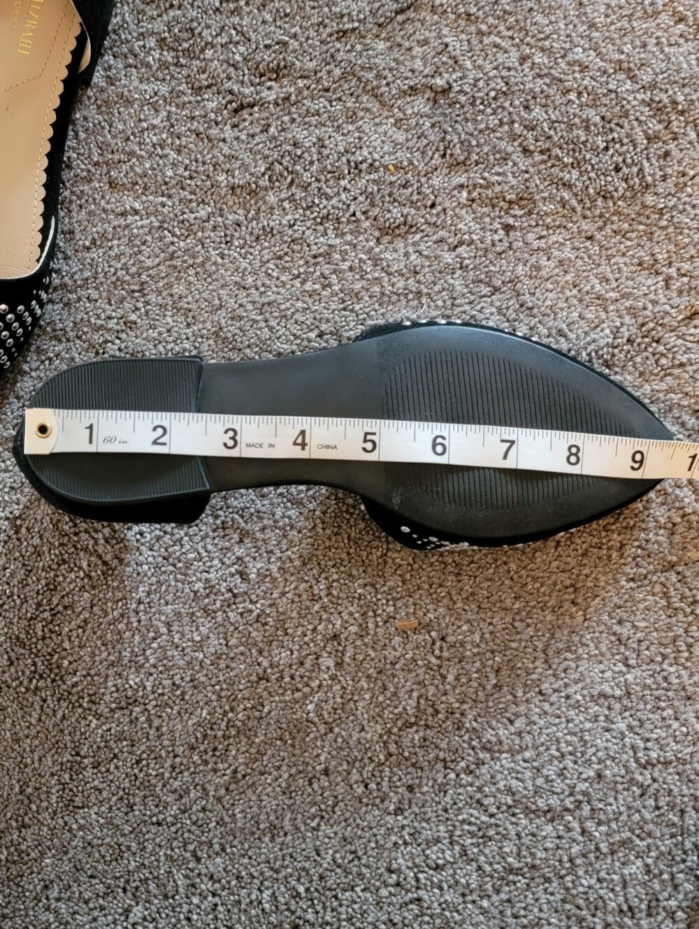 Isaac Mizrahi Black Pointed D'Orsay Flats with Silver Studs Size 7.5 - Picture 13 of 14